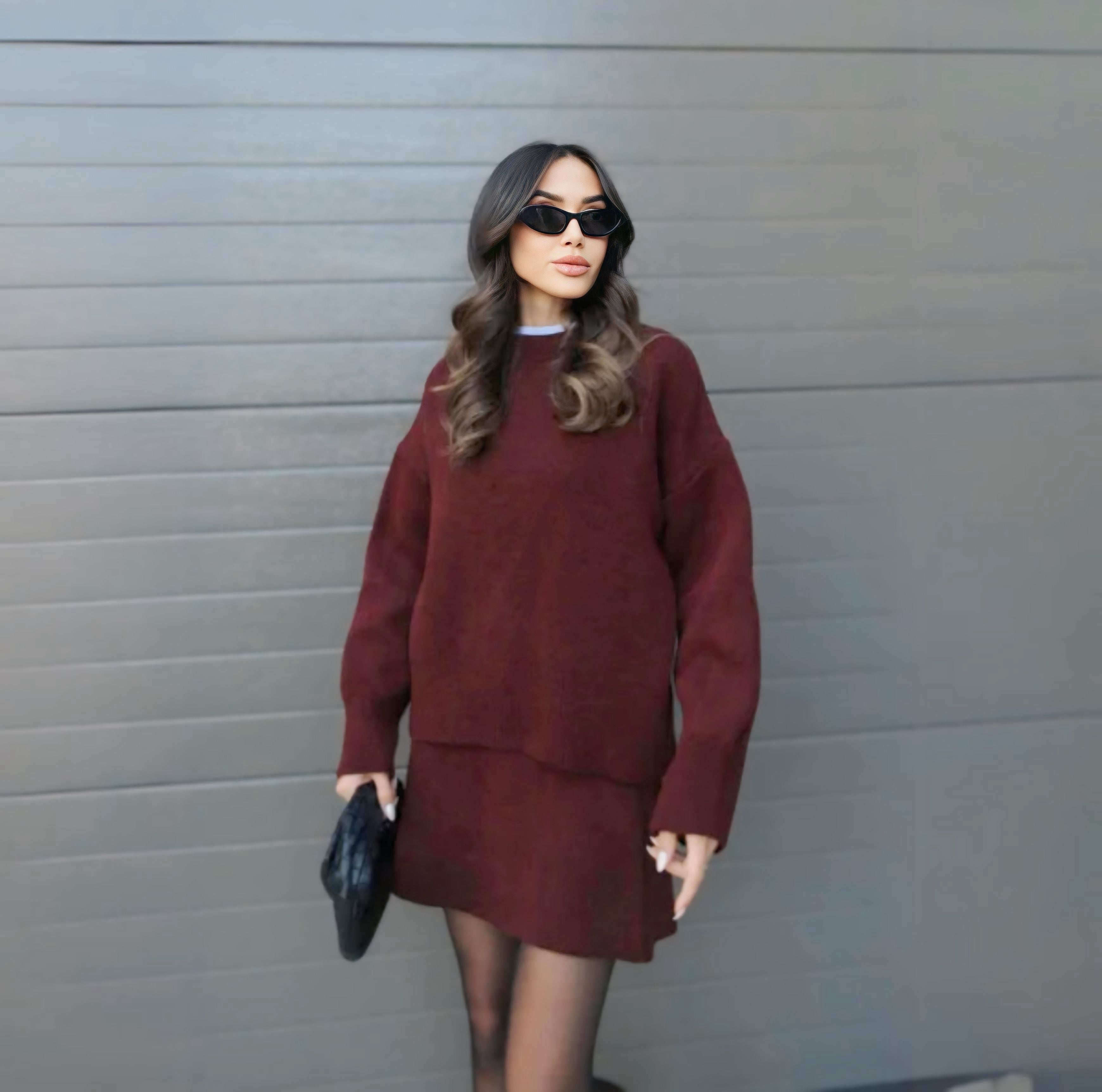 VALENTINA | CONJUNTO DE PUNTO Y FALDA MIDI