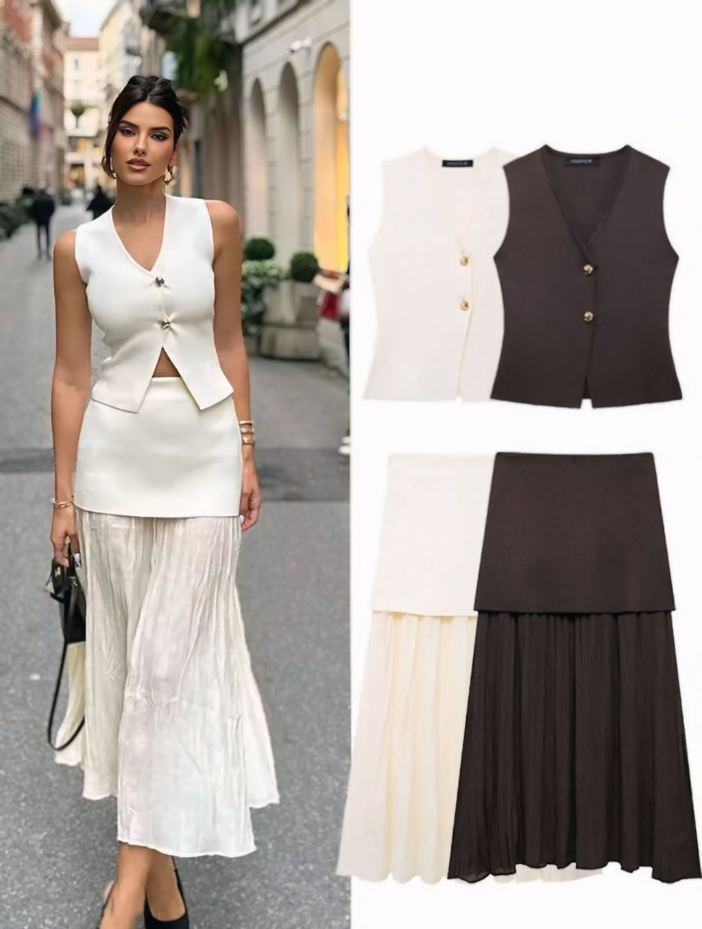 HAILEY | CONJUNTO CHALECO Y FALDA MAXI