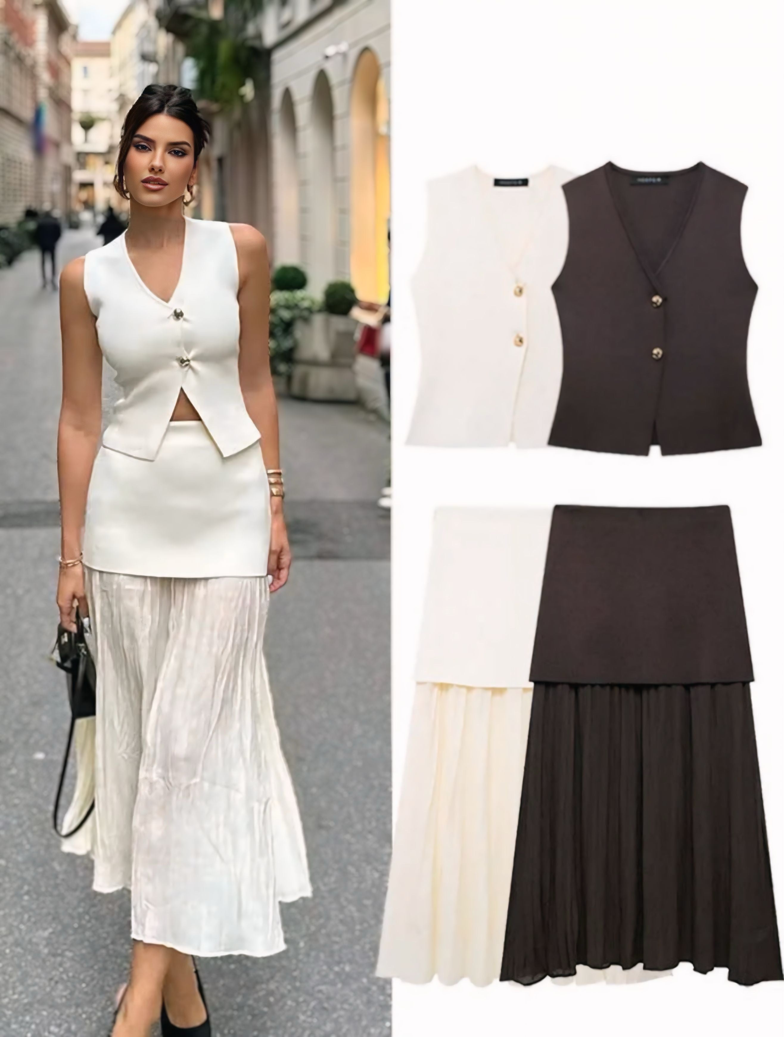 HAILEY | CONJUNTO CHALECO Y FALDA MAXI