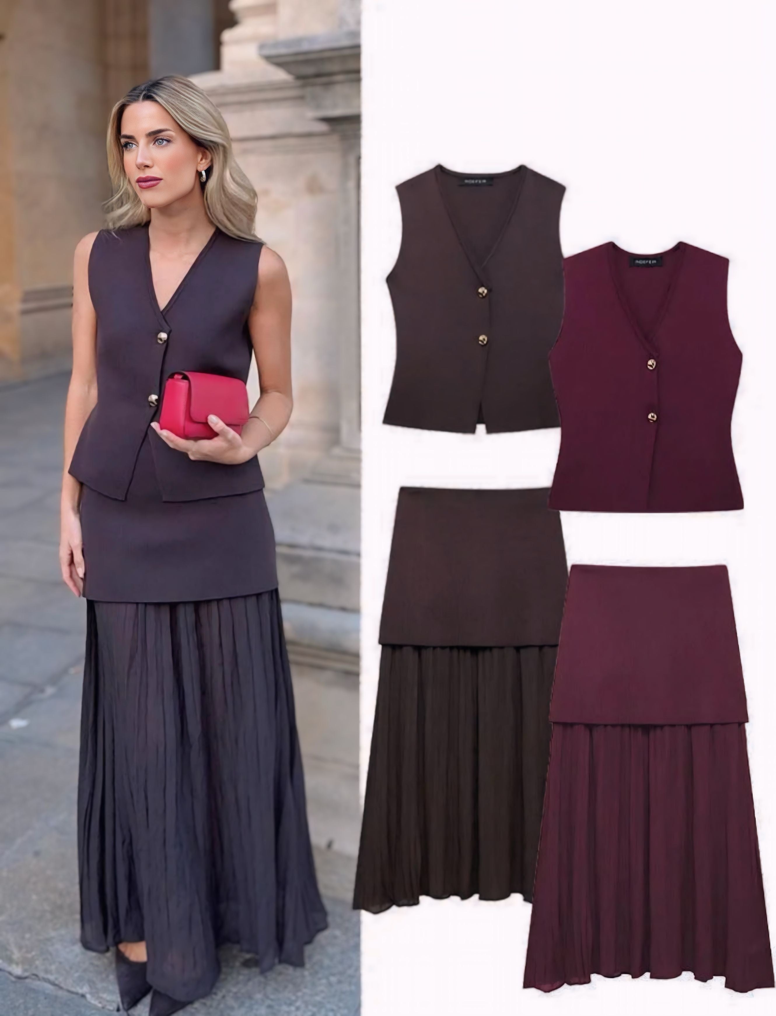 HAILEY | CONJUNTO CHALECO Y FALDA MAXI