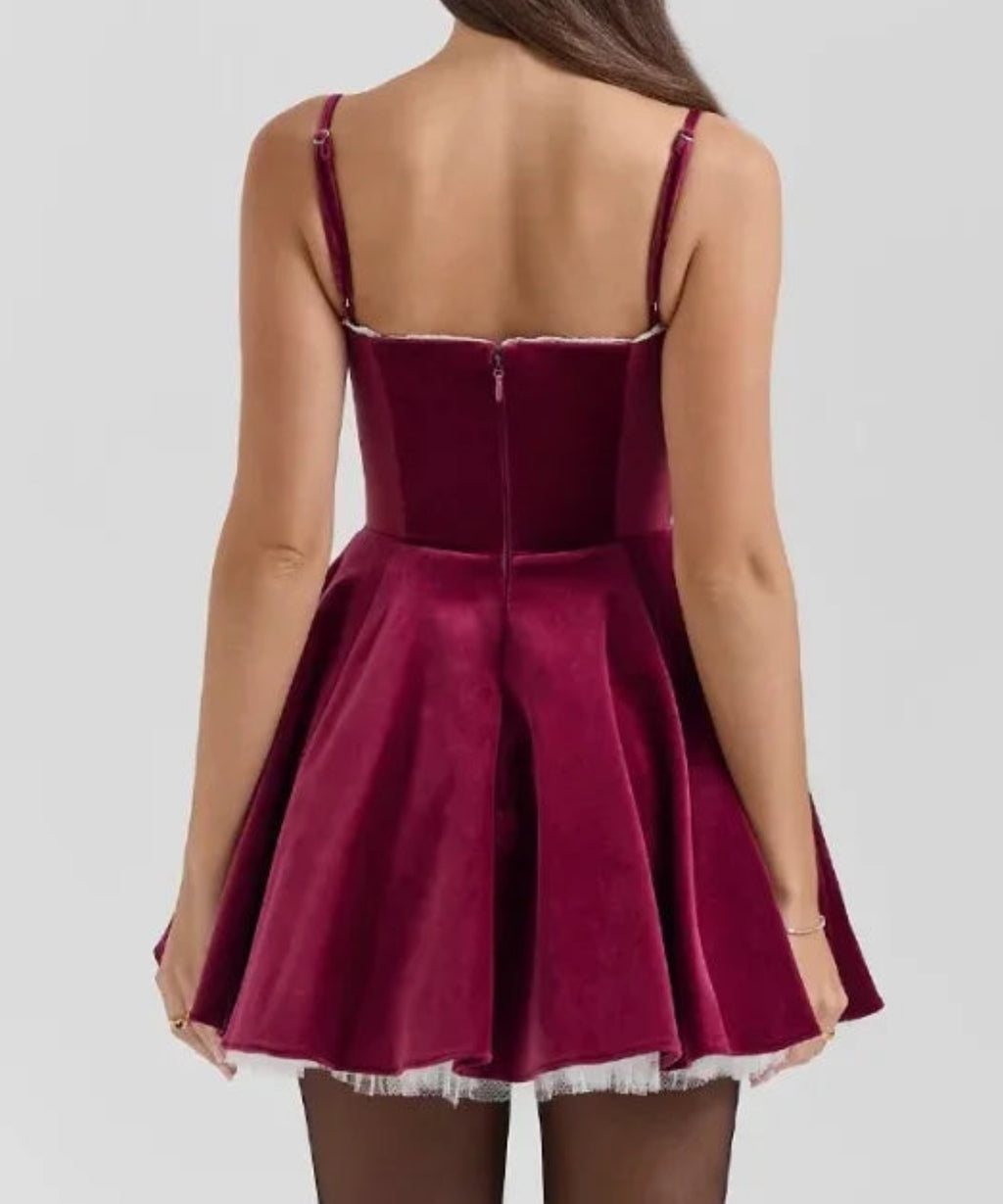 BONNIE | VESTIDO MINI DE TERCIOPELO DE TIRANTES PARA MUJER