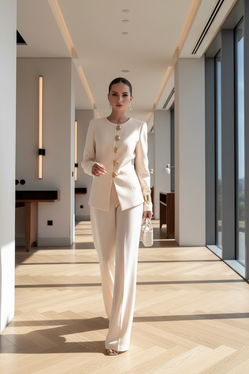 Caminando por corredor moderno