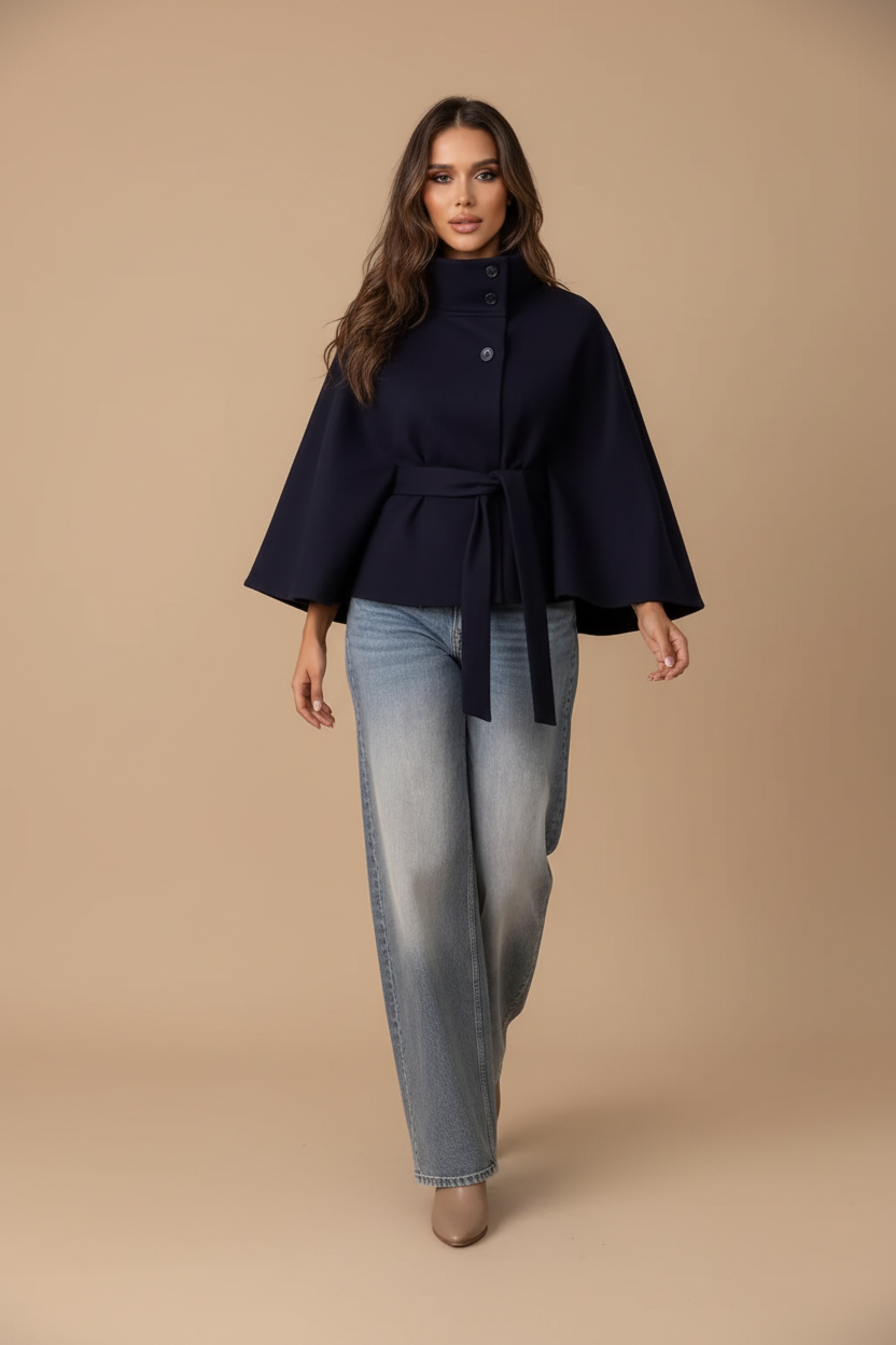 Chaqueta capa azul marino frontal
