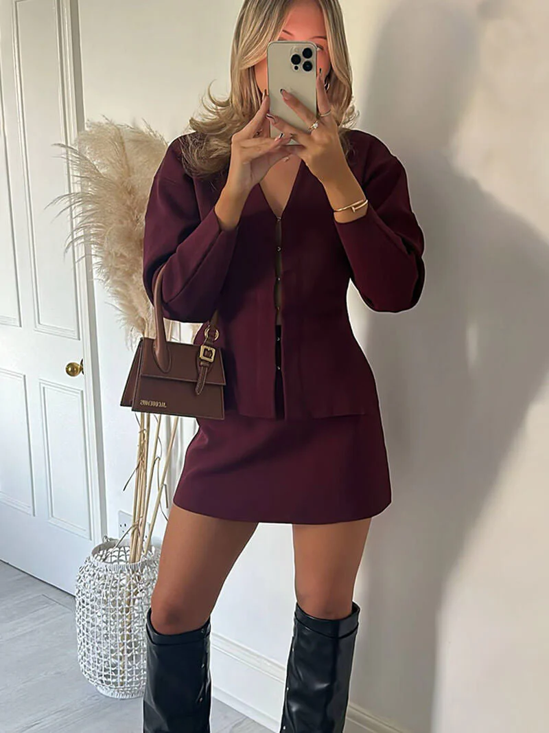 Melisa | Conjunto de Dos Piezas de Punto Acanalado para Mujer