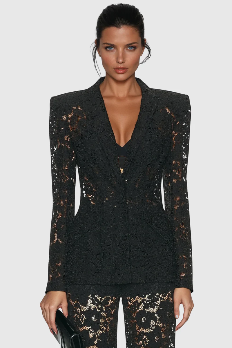 FLORAL | Djehutimose Conjunto de Pantalón con Encaje Floral