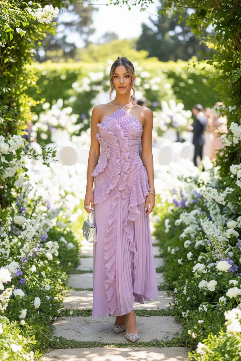 Mujer española en boda outdoor