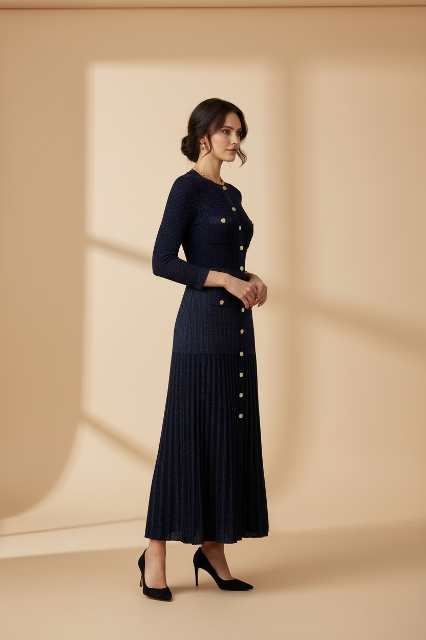 Vestido azul marino - ángulo tres cuartos