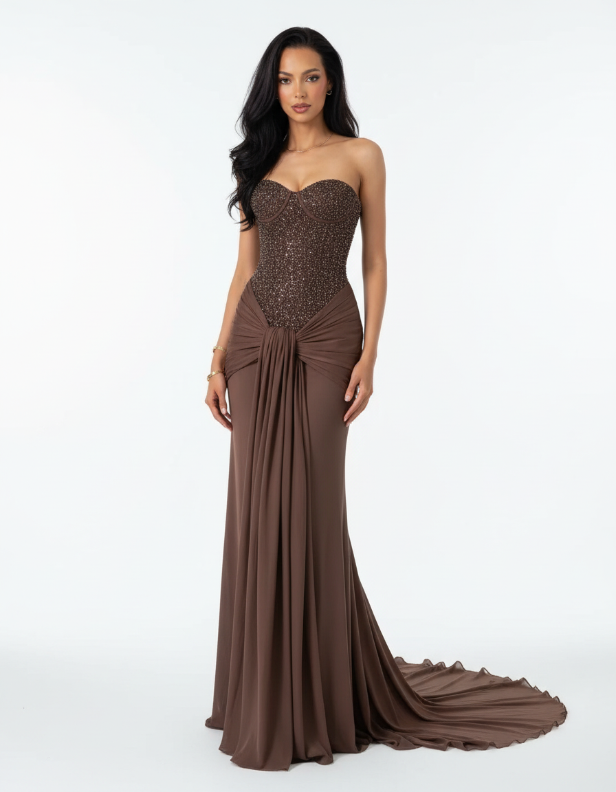 Vestido marrón - Estudio 1