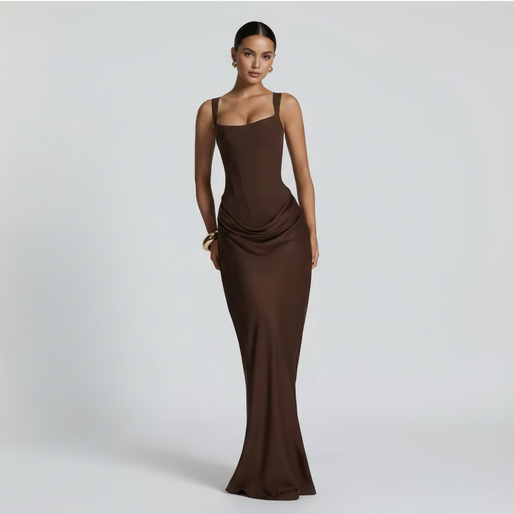 Vestido marrón vista frontal