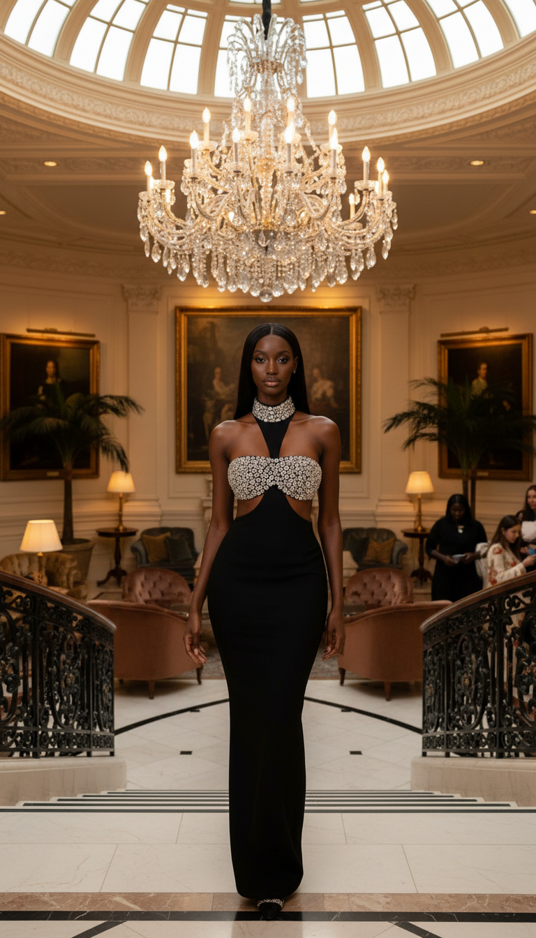 Vestido negro - Lifestyle escalera